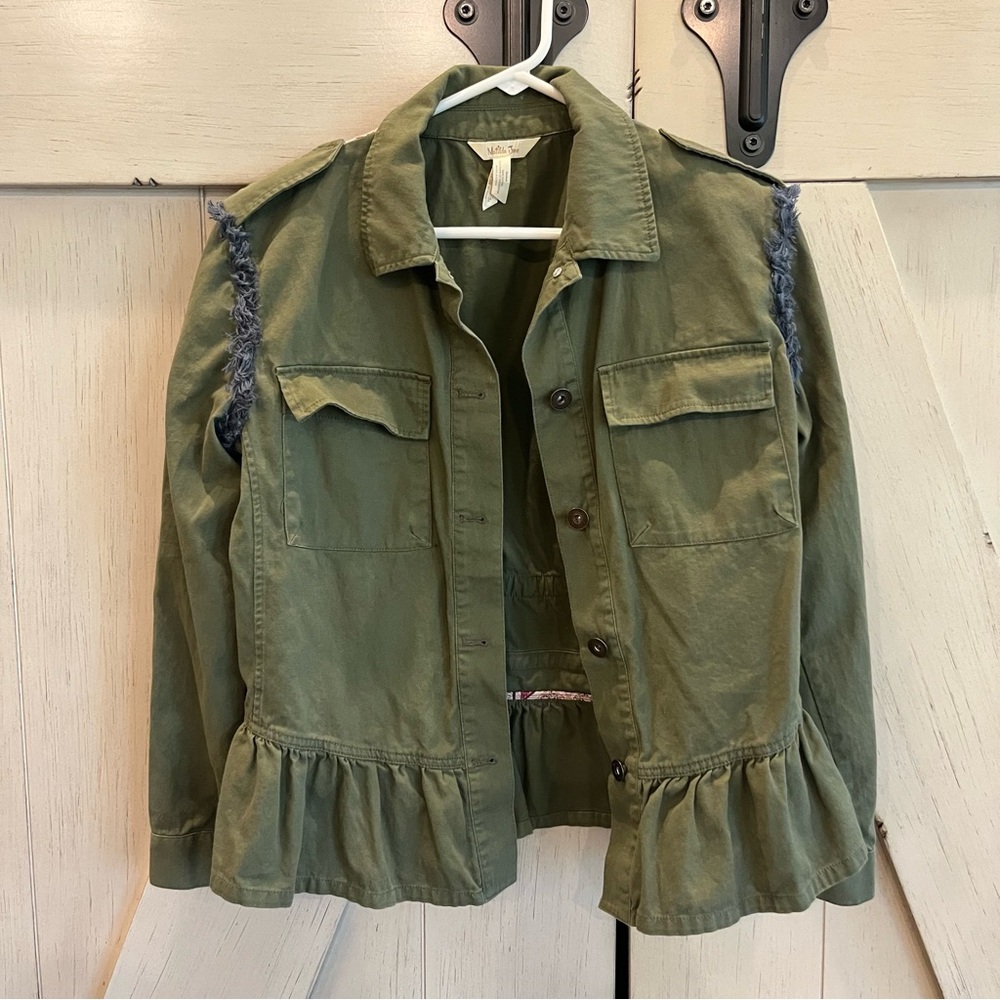 Matilda Jane Green Patchwork Utility Jacket Size … - image 1